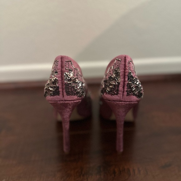Zara Velvet Embroidered Heels - Picture 5 of 5